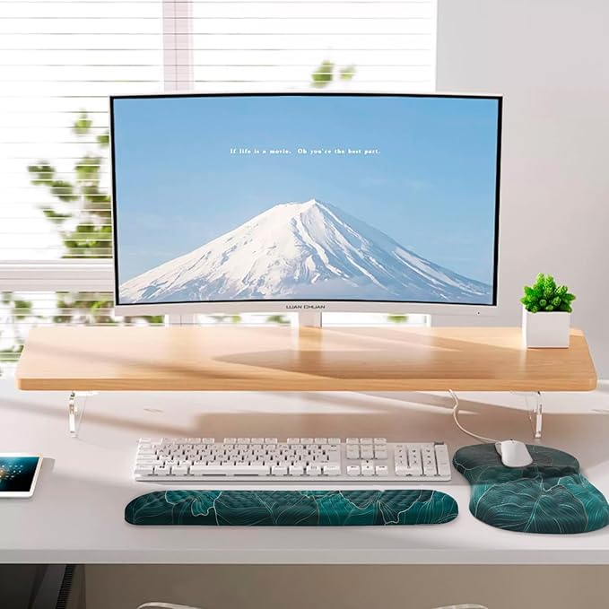 Mouse Pad Wrist Support Laokiiy 2 in1 Keyboard Wrist Rest+ Ergonomic Mouse Pad Non-Slip Wrist Rest for Computer Keyboard Made Easy Typing &amp Relieve Wrist Pain（Banana Leaf Green）