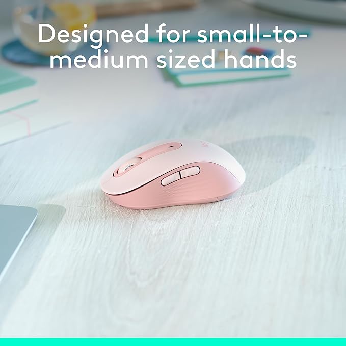 Logitech Signature M650 Wireless Mouse - for Small to Medium Sized Hands 2-Year Battery Silent Clicks Customizable Side Buttons Bluetooth for PC/Mac/Multi-Device/Chromebook - Rose