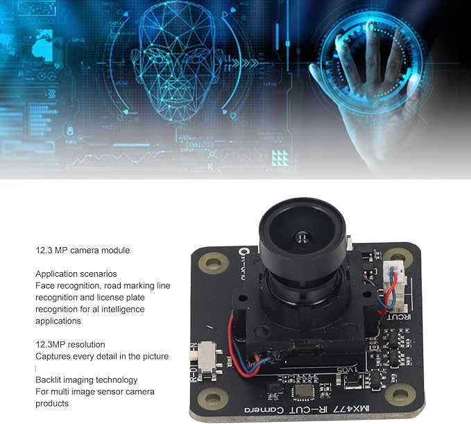 IMX477 Camera Module 12.3MP 4056x3040 Sensor for RP 5 4B 3B 0 Pico with 90° FOV Backlight Imaging AI Applications