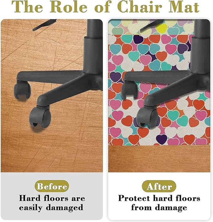 Multicolor PU Leather Chair Mat for Hardwood &amp Tile Floor Modern Circular Shaped Buttons Desk Chair Mat Large Anti-Slip Floor Protector for Home Office Abstract Diameter 39.4 in