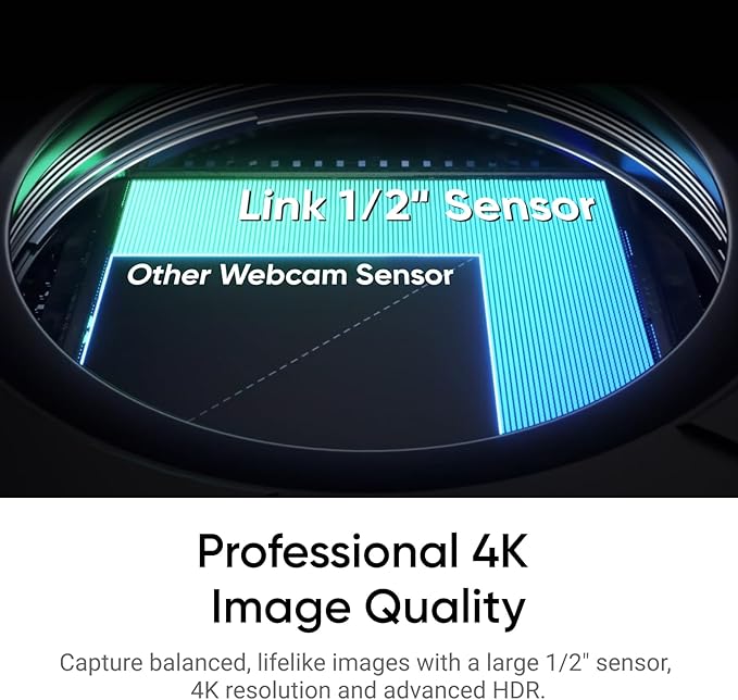 Insta360 Link 2 - PTZ 4K Webcam for PC/Mac 1/2 Sensor AI Tracking HDR AI Noise-Canceling Mic Gesture Control for Streaming Video Calls Gaming Works with Zoom Teams Twitch