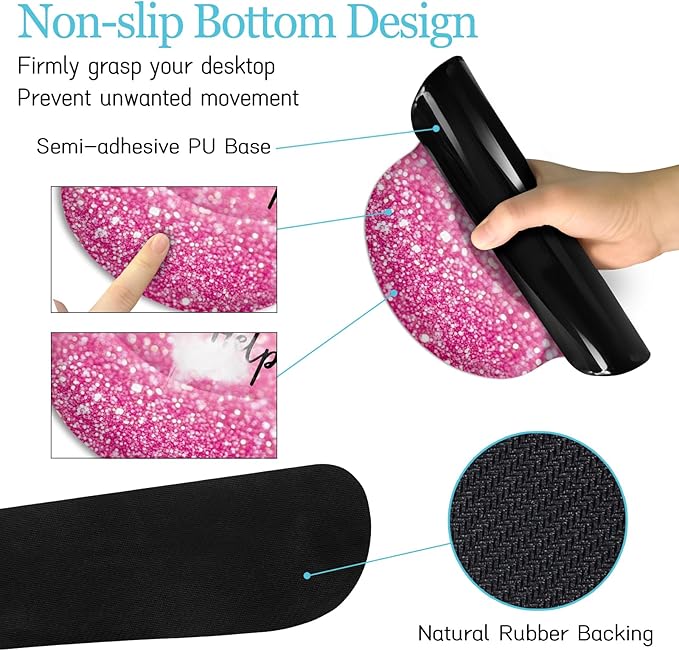 Pink Mouse Pad Set Ergonomic Mouse Pad with Wrist Rest Keyboard Wrist Support Large Desk Matt for Desktop Gaming Mousepad Cup Coaster Set Cute Pink Office Desk Accessories Decor Supplies