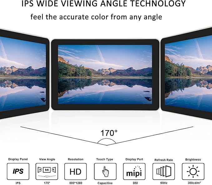 OSOYOO 10.1 Raspberry Pi DSI Touchscreen Display | 800×1280 IPS Capacitive Touch | High-Speed 2/4-Lane MIPI DSI | Easy Driver Setup | Supports Pi 5/4/3/2 | Portable All-in-One Workstation