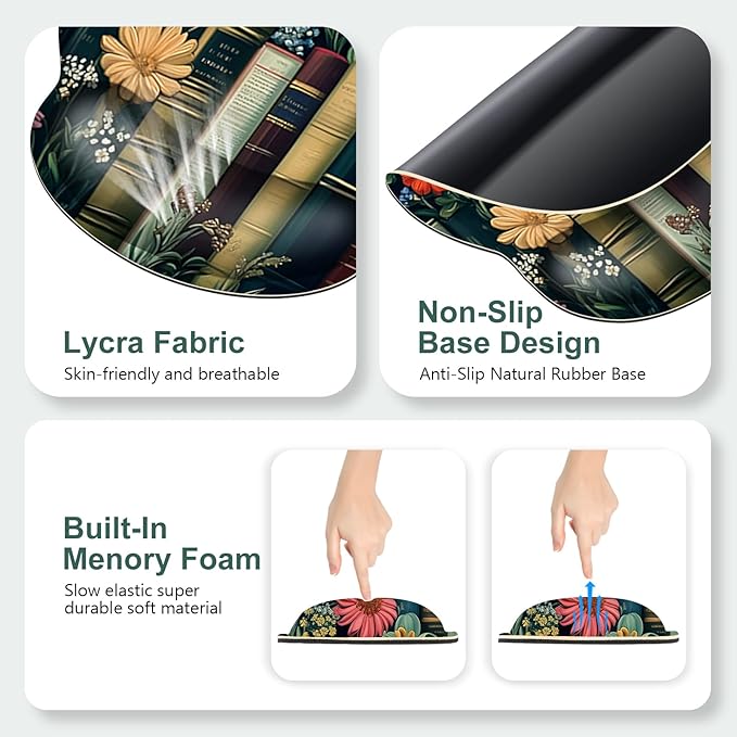 Wildflowers Mouse Pad Large Desk Mat Extended Nature Botanical Aesthetic Deskpad 4 PCS Non-Slip Rubber Base Computer Mouse Pads for Work Game Office Home Decor Gifts I Floral Plants Books