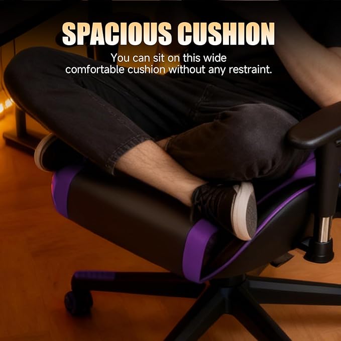 GTPLAYER Gaming Chair with SpeakersVideo Game Chair Bluetooth Music with Lumbar Support Ergonomic Comfortable Office Computer Chair for Adults Adjustable Reclining Chair 360° Swivel Light Purple