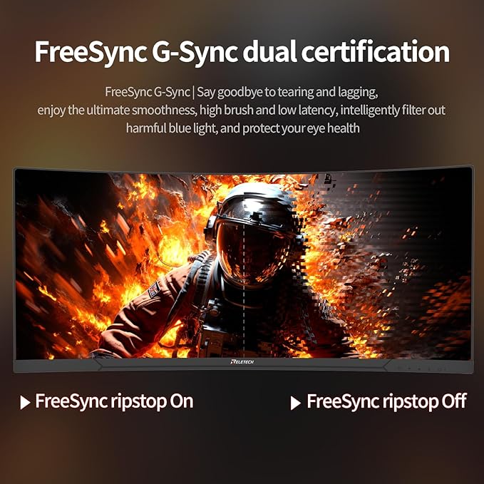 34inch Curved Monitor WQHD (3440x1440) 180Hz Ultrawide Gaming Monitor FreeSync/G-Sync Compatible1ms1500R Support 2 HDMI &amp 2 DP Equipped with LED Backlight VESA Mount(R34V Horizon)