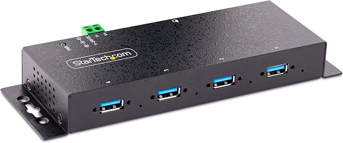StarTech.com 4-Port Industrial USB 3.0 5Gbps Hub Rugged USB Hub with ESD Protection DIN/Wall/Desk Mountable USB-A Hub USB Expander w/Locking Ports Heavy Duty - TAA