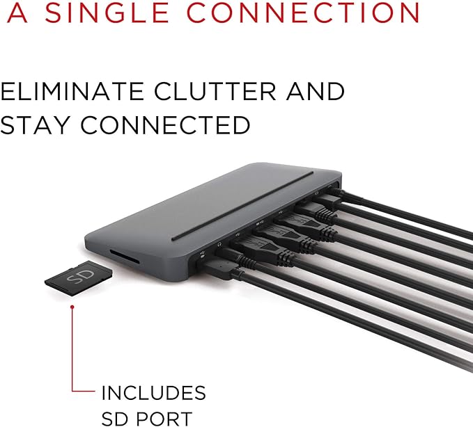 Henge Docks Stone - USB-C Multi-Port Desktop Hub for MacBook - Mini DisplayPort Ethernet Power Supply 3 USB SD Card Headphone/Speaker Connections