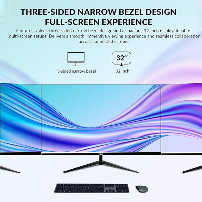 32 Inch 4K UHD Monitor (3840x2160) IPS60Hz Refresh Rate 100% sRGB AMD FreeSync 178° Viewing Angle HDMI/DisplayPort VESA 100x100mm Mount Compatible Tilt Adjustable - Black