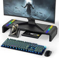 Heymaster Monitor Stand for Desk Gaming Monitor Riser with RGB Light Foldable Computer Monitor Stand Riser Desk Organizers and Accessories for Desktop Printer (Black)