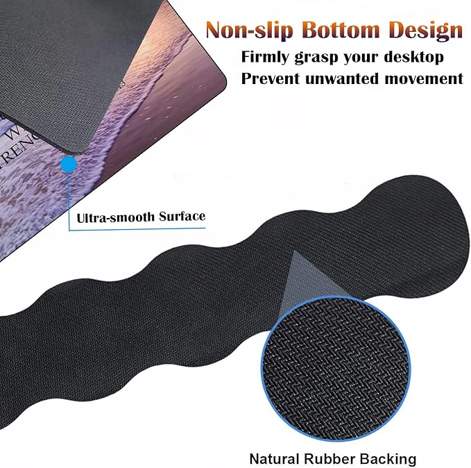 Keyboard Wrist Rest Pad + Mouse Wrist Rest Pad +Mouse Pad + Coaster + Hook Set Ergonomic Wrist Pain Relief Anti-Slip Mouse Pad for Home and Office Beach Philippians 4-13