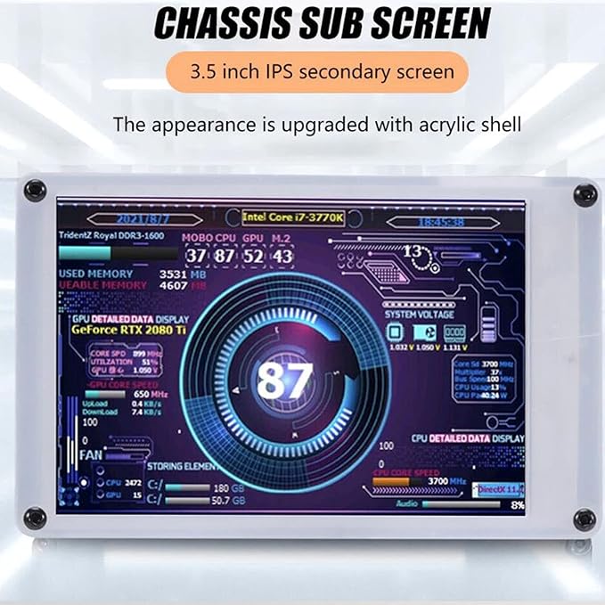 Acogedor 3.5 Inch IPS USB Mini Screen Computer Temp Monitor PC CPU GPU RAM HDD Data Monitor PC Sensor Panel Display with Visual Theme Editor