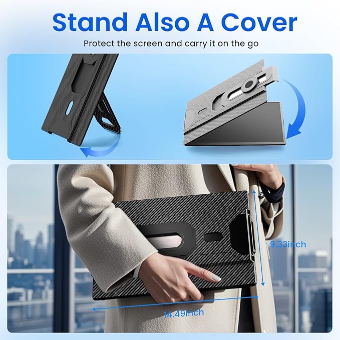 Portable Monitor for Laptop - Laptop Screen Extender HDMI USB C Travel External Display with Stand Gaming Monitor for PC MAC Switch Phone Computer Xbox PS4/5 - D1