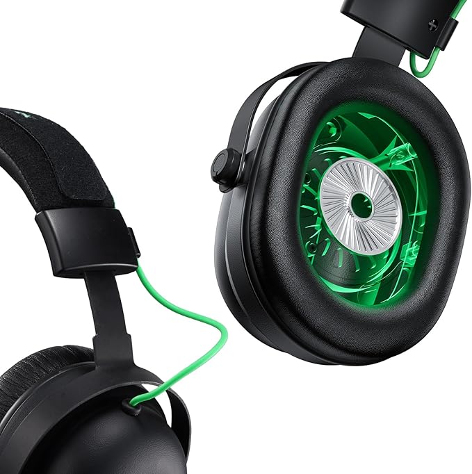 Black Shark Gaming Headset with Noise Canceling Cardioid Mic Over-Ear Headphones for PC PS4 PS5 Xbox Switch 50mm Dynamic Drivers &amp LED Light