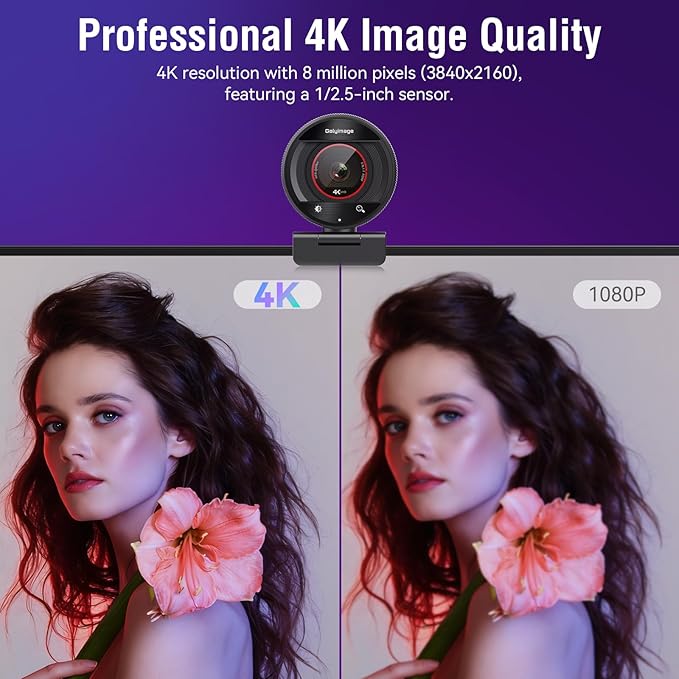 4K Webcam with Microphone for PC Laptop 1080P 60fps Web Cam for Streaming Gaming Wide Angle Desktop Camera for Mac Windows USB Web Cam for Zoom Meeting &amp Video Recording