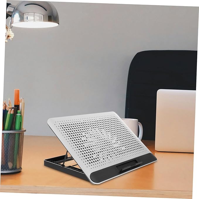 Notebook Cooler Aluminum Alloy Thin Quiet Cooling Pad with Stand Ergonomic Laptop Support Frame for Up to Computers Silver