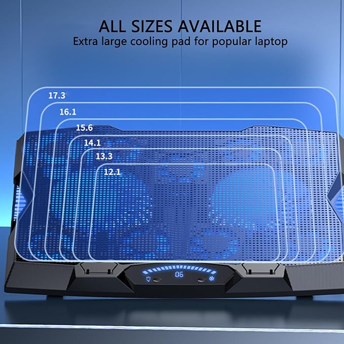 Laptop Cooler Cooling Pad with 12 Fans Speed 3500RPM Laptop Cooling Stand 5 Height Portable Laptop Fan Cooler for Gaming Laptop Home and Use Type C Interface