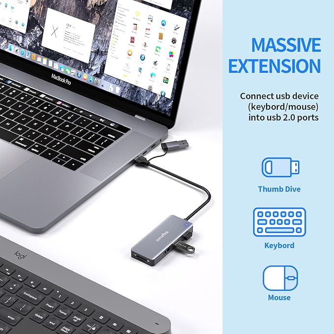 USB 3.0 to hdmi Adapter&ampUSB c to hdmi Adapter 2 in 1ZIYUETEK 5-in-1 USB C and USB3.0 Docking Station Suitable for MacBook Pro/Air/M1/M2/Mac Windows7/8/10/11 Android 7 and Above