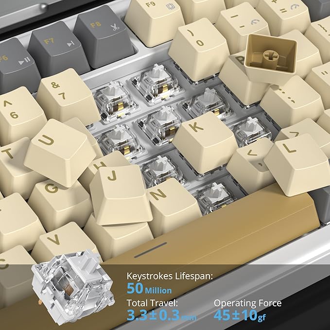 75% Brown Creamy Mechanical Keyboard Wired Creamy Sound Gasket Gaming Thocky Keyboard with Knob Hot Swappable RGB Custom Keyboard Pre-lubed Cream Switch Keyboard (82 Caramel)