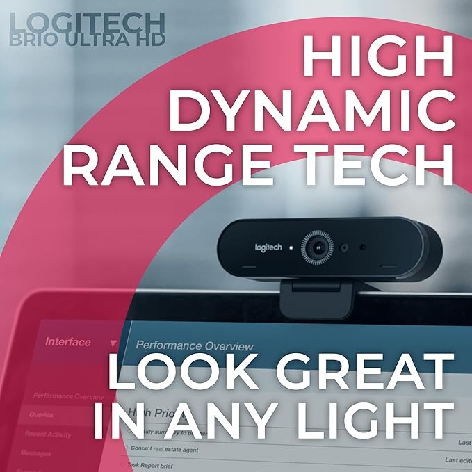 Logitech BRIO 4K Webcam Business PRO - Crystal-Clear Video Privacy Shutter HDR Enhanced Lighting Noise-Cancelling Microphone 960-001105 Windows macOS ChromeOS Compatible Global Teck Cloth