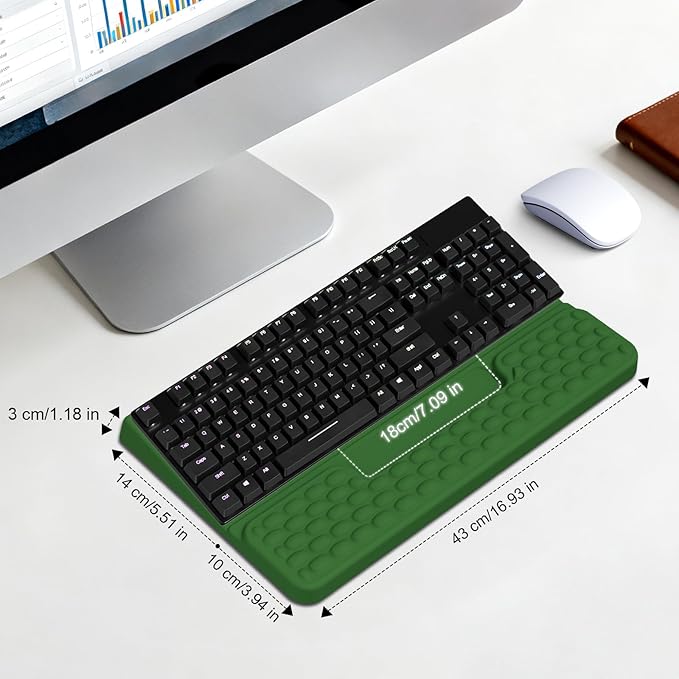 Ergonomic Keyboard Wrist Rest with Storage Tray Soft Memory Foam Arm Cushion Keyboard Stand Keyboard Stand for Office Home - Green