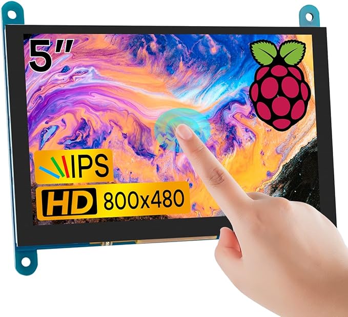 5 Inch IPS LCD Touch Screen Display Panel 800×480 Capacitive Screen HDMI Monitor for Raspberry Pi 5/4/3 BB Black Windows 10 8 7