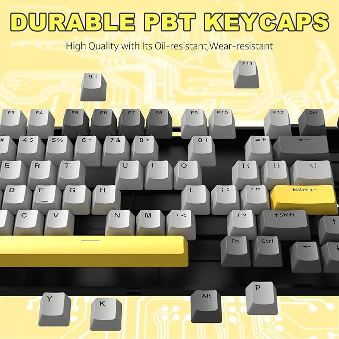 ATTACK SHARK Ajazz Hot Swappable Mechanical Keyboard 75% PercentTLK Custom Wired Keyboard Gaming with Rotary KnobRGB BacklitGasketNKROPBT Keycaps for Win/MacMoon Yellow Linear Switch