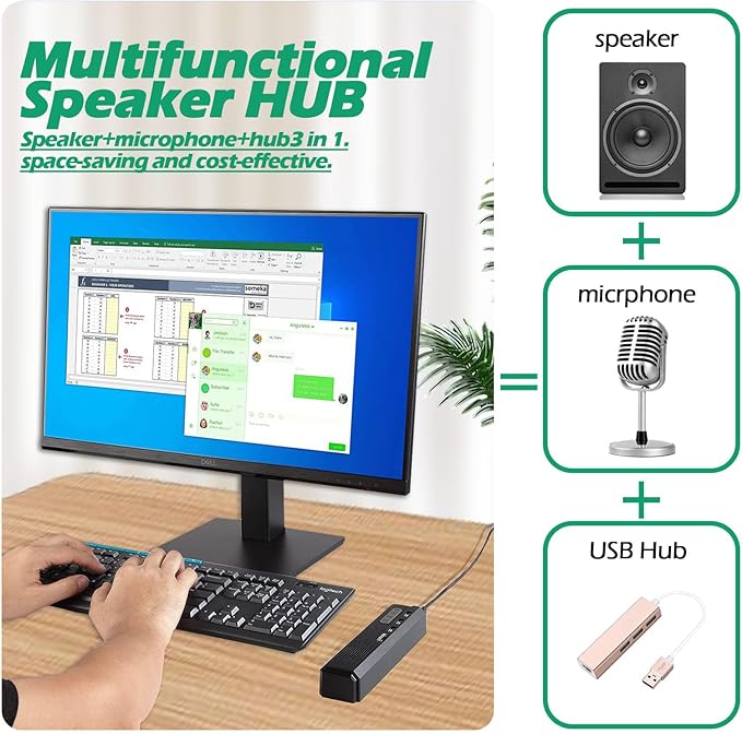 3 in 1 USB Computer Speaker with Microphone PC Laptop Desktop Conference Speaker with Mic for Smart Home Office and Online Study360 Degree Enhanced (4-Vintage Type-c)