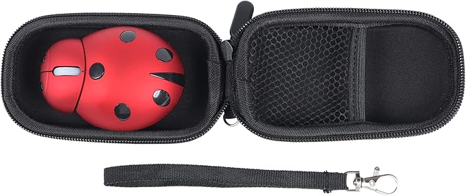 elec Space Wireless Mouse for Laptop &amp Kids Cute Ladybug Shape Ergonomic Mouse with Case Cordless for Laptop PC Mac &amp Notebook (Red)