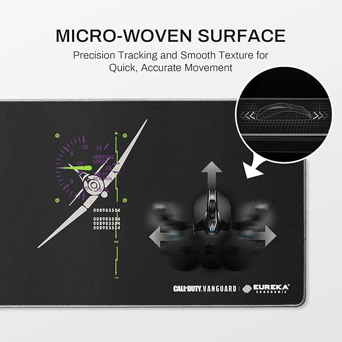 EUREKA ERGONOMIC &amp Call of Duty Vanguard Thunderbolt Gaming Mouse Pad Extended XXL Large Black Home Office PC Computer Desk Accessories Keyboard Mousepad Mat with Non-Slip Rubber Base Stitched Ed