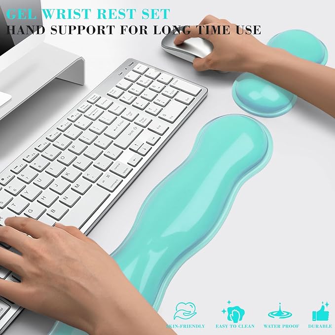Gel Wrist Rest for Keyboard and Mouse Wrist Rest for Keyboard Mouse Wrist Support Pain Relief Cool Touch Non-Skid Keyboard and Mouse Wrist pad Set
