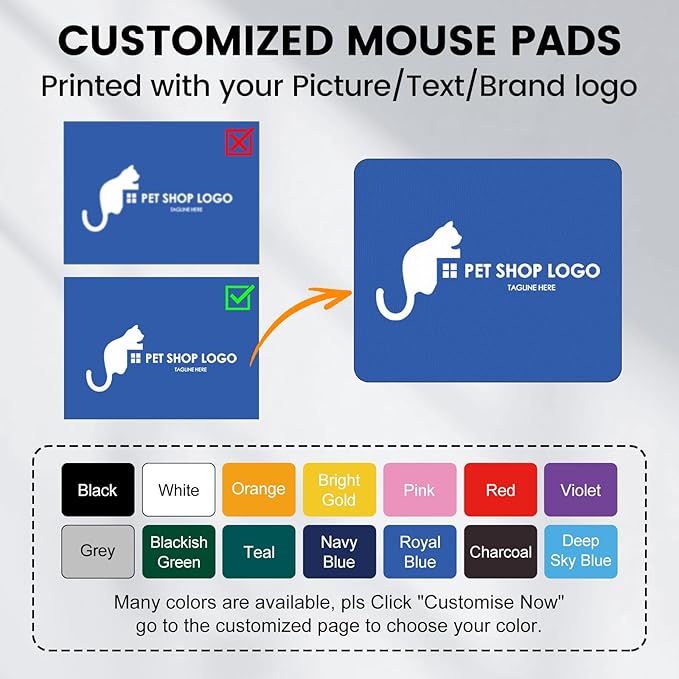 5 Packs Custom Mouse Pad Bulk with Photo Logo Personalized Image Text Laptop Desk Mat Sublimation Customized Non-Slip Desk Writing Pad for Office Work &amp Gaming10x12 in
