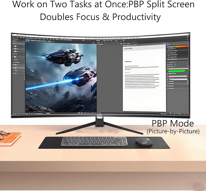 ZZA 34 UltraWide Curved UWQHD Monitor - Immersive Gaming Experience with 165Hz Refresh Rate VA Panel and AMD FreeSync Premium | HDR10 | 99% sRGB | 3440x1440