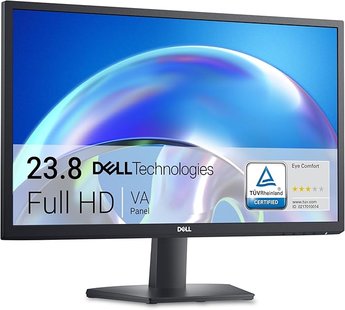 Dell 24 SE2425H Monitor - 23.8-Inch Full HD (1920x1080) VA Panel 5ms Response Time Tilt Certified by TÜV Rheinland for 3-Star Eye Comfort - Black