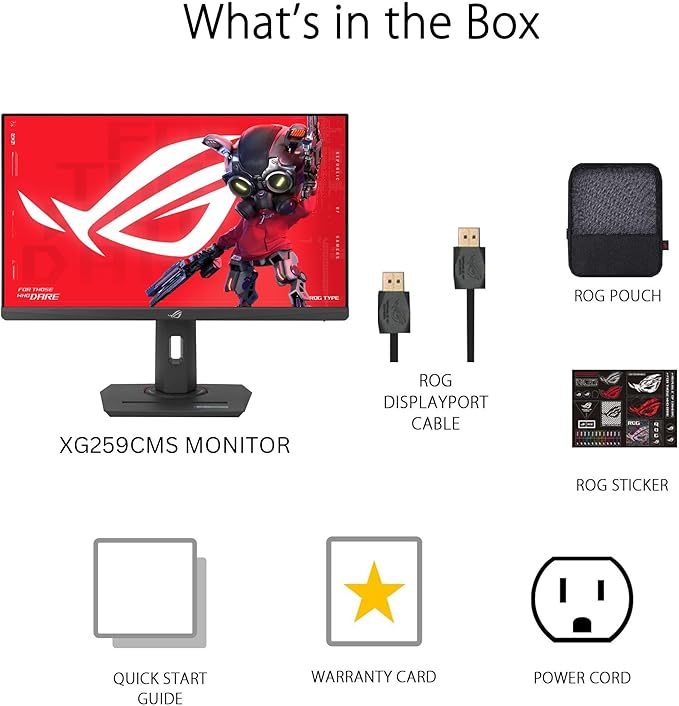 ASUS ROG Strix 24.5” USB-C HDR400 Gaming Monitor (XG259CMS)–Full HD 1080p 310Hz 1ms Fast IPS 110% SRGB Extreme Low Motion Blur Sync G-SYNC Compatible DisplayWidget Tripod Socket 3yr Warranty