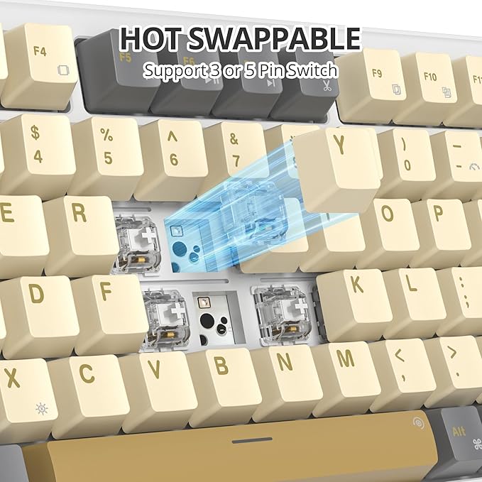 75% Wired Gaming Keyboard Hot Swappable Gasket Mount White Switch 82 Keys TKL Mechanical Keyboard NKRO Creamy for PC Laptop Windows Gamer (Glimmer)