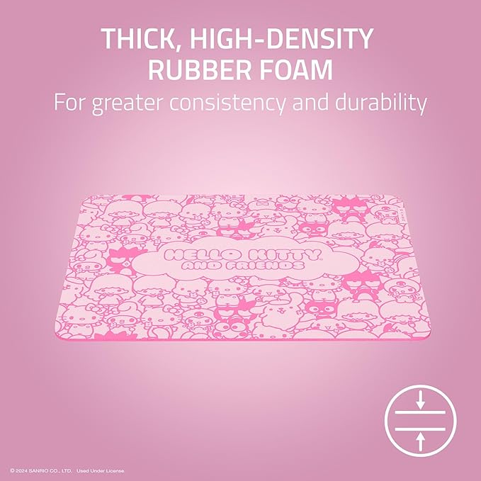 Razer Gigantus V2 Cloth Gaming Mouse Pad (Medium): Textured MicroWeave Cloth Surface - Thick High-Density Rubber Foam - Non Slip Base - Hello Kitty &amp Friends Edition