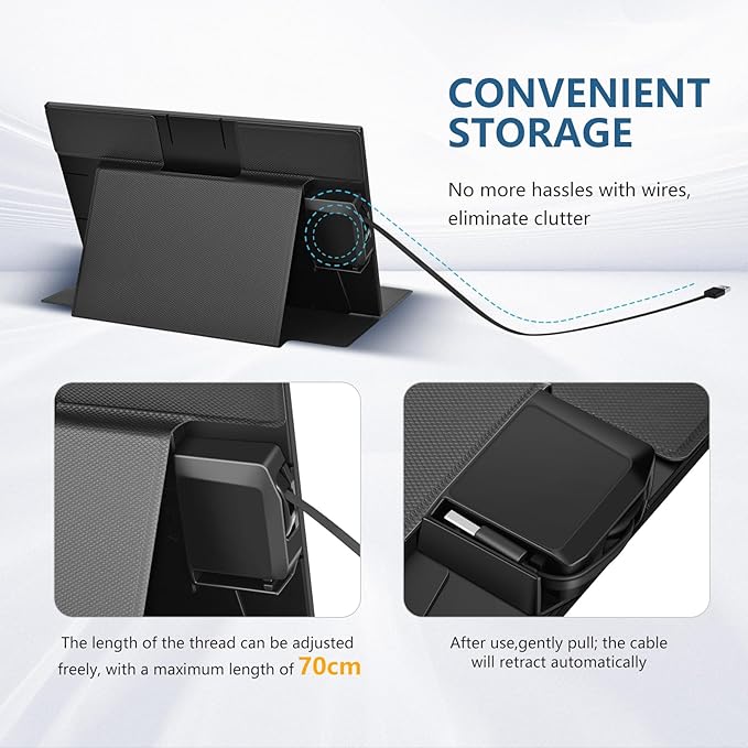 G-STORY Portable Monitor 14 Inch FHD 1080P IPS USB-CUSB-A Laptop Monitor with Adjustable and Hidden Cable DesignExtender Display with Smart Cover for Laptop PC Phone MAC Perfect for Travel (Black)