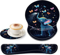Bxgolkgd Ergonomic Gel Mouse Wrist Rest Pad and Keyboard Pad SetAnti-Slip PU Bottom Easy Typing and Relieve Wrist Pain with Cute Coaster Set (3-Cute Elephant and Butterfly)