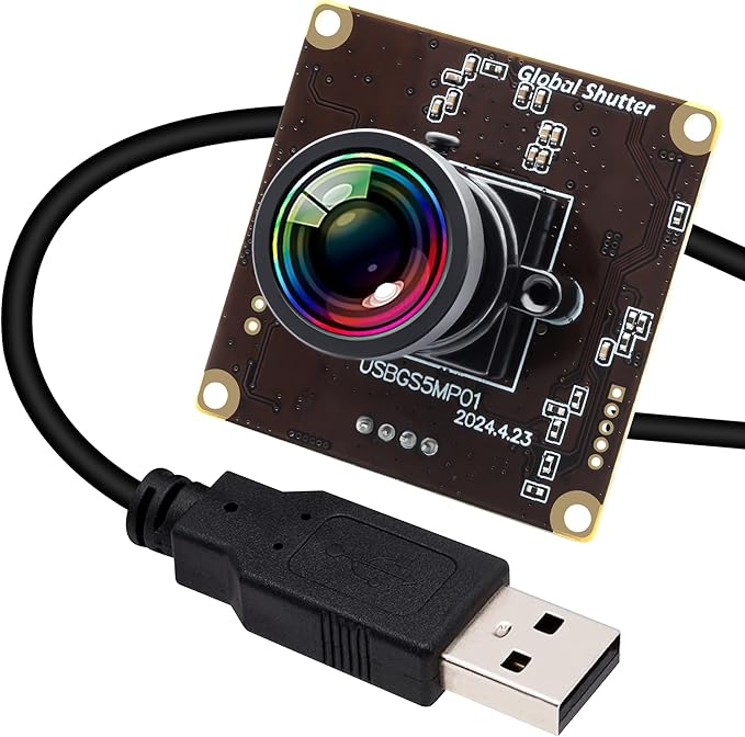 Global Shutter USB Camera Module for Laptop 60fps High Speed PC CAMERA Wide Angle 120degree Low Distortion Lens Webcam Board Mini UVC USB2.0 Lightburn Webcamera for Laser Engraver 5mp 50fps USB Cam