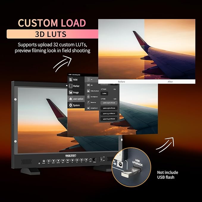 SEETEC P215 PRO 21.5 1000nit Broadcast Director Production Monitor with LUT Waveform HDR 3G-SDI HDMI Input Output HDMI Support 4K 60
