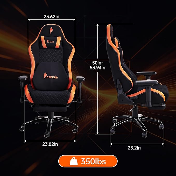 Frassie RGB Gaming Chair with Footrest and LED Lights High Back Reclining Video Game Chair Ergonomic Computer Gamer Chair with Lumbar Support