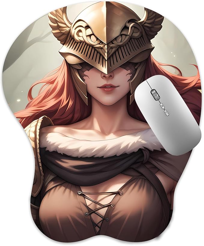 3D Mouse Pad Oppai Mousepad with Soft Gel Wrist Rest Anime Manga Gaming Boob pad Anti-Slip Mouse Mat （ Maleni 1 ）