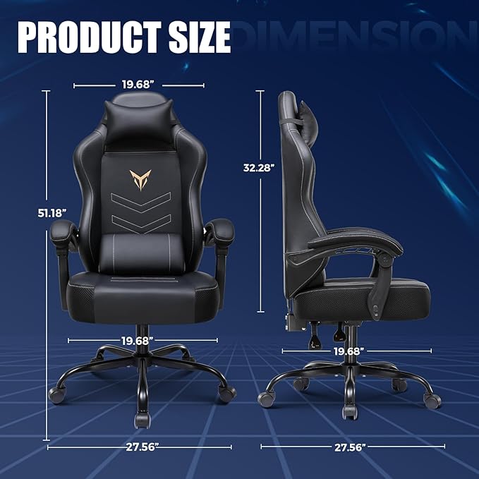 GORISE Gaming Chair PC Computer Game Chair for Adults Ergonomic High Back Home Office Desk Chair with Headrest &amp Lumbar Support Linkage Armrest (Gray)