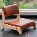 ELEFOCUS Portable Tatami Chair with Back Support PU Leather Upholstered Floor Chair Lazy Sofa Padded Backrest Chair(A)