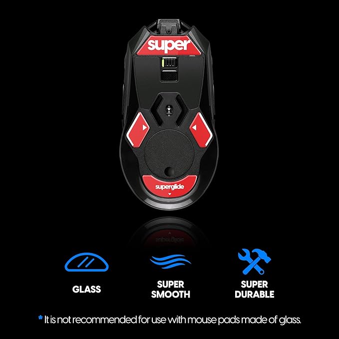 Superglide2 - New Controllable Speed Textured Surface Smoothest Mouse Feet/Glides Made with Ultra Strong Glass Smooth and Durable Sole for Logitech G900/903[RED]