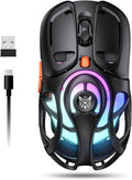 Wireless Gaming Mouse Tri-Mode 2.4G/Bluetooth/USB-C 12800 DPI 6 RGB Backlit 73g Ultra-Light Computer Mice 2000Hz Polling Rate 400mAh Rechargeable for PC/Mac/Laptop (Black)