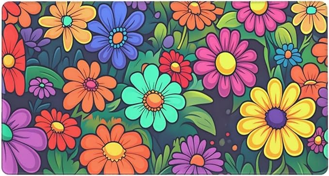Colorful Small Daisy Desk Cover MatExtended Large Mouse PadComputer Laptop Mat Desk Decor for Office Game Home 30x16 Inch