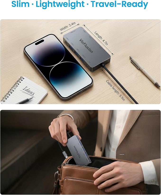 USB C Docking Station Dual Monitor 9-in-1 USB Hub with 2 HDMI 4K@60HZ 1×1000Mbps Ethernet 3× USB 3.0 1× Type C 1× PD Charging 1×3.5mm Audio HDMI Adapter for Laptops/Computer/Tablets/Mac/Windows