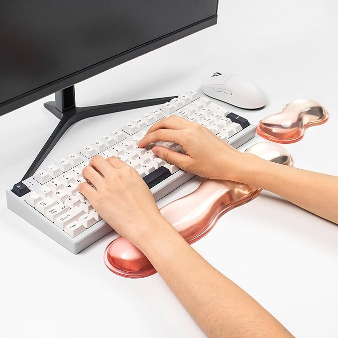Gel Keyboard and Mouse Wrist Rest Set – Clear Orange Wrist Rest for Computer Keyboard 60%/68%/75% Keyboard Cushion Comfort &amp Support for Typing and Gaming